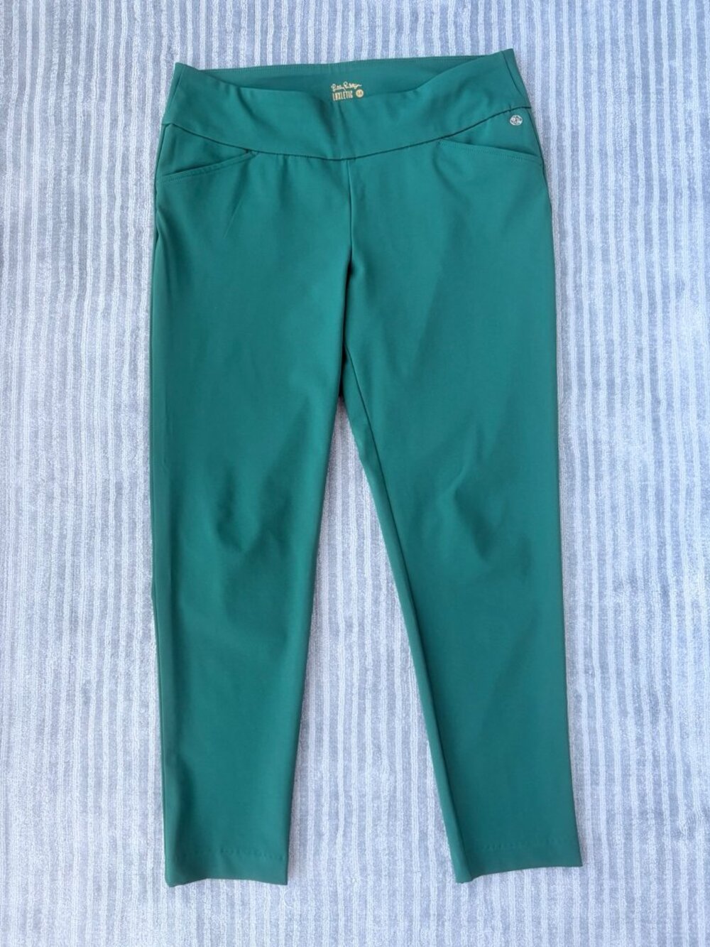 Lilly Pulitzer Luxletic Corso Golf Pants Size 14 Teal Green UPF 50+